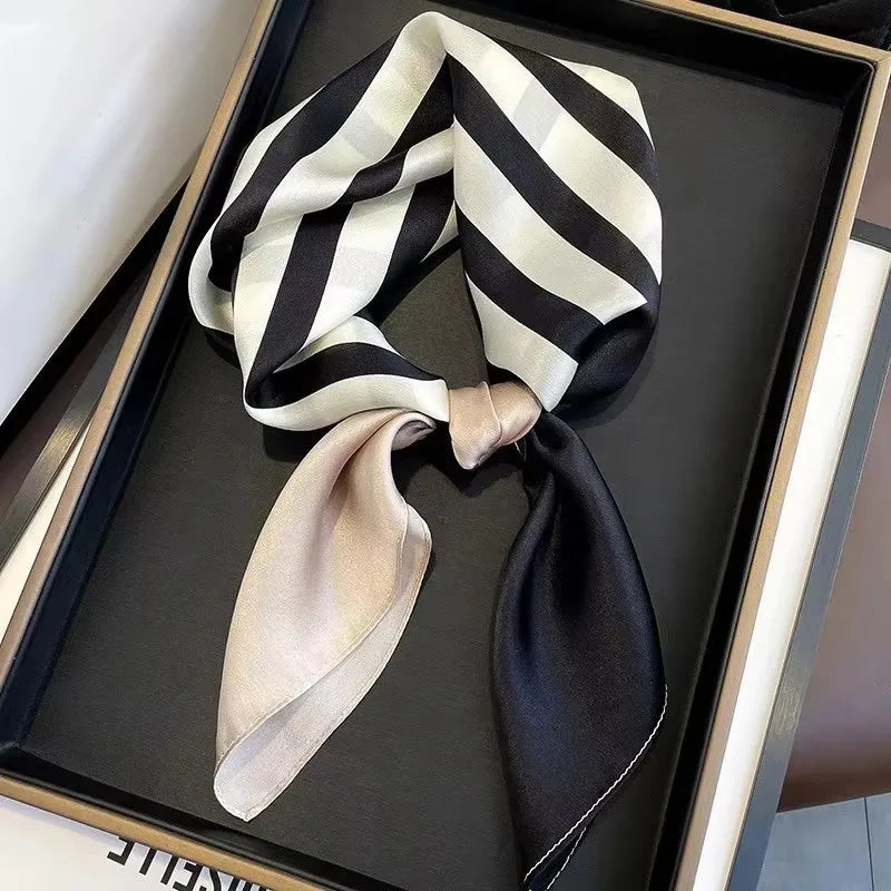 Foulard Carré Soie Naturelle 100% 65cm Femme - Bandana Headscarf Neckerchief Châle Luxe