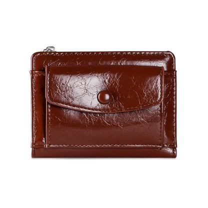 Portefeuille Femme Court Cuir PU Argenté - Porte-Carte Zippé Ultra Fin Multifonction Élégant