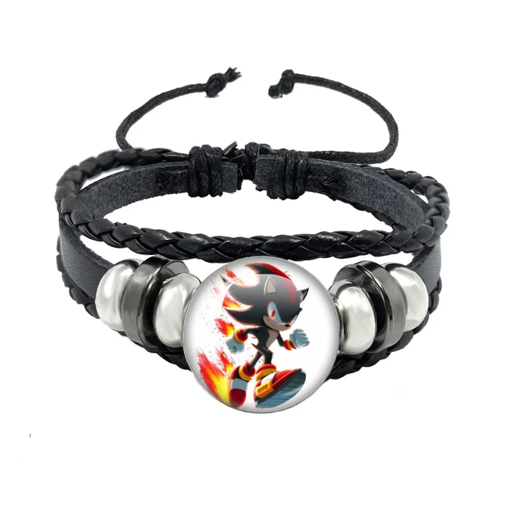 Bracelet Shadow le Hérisson Cabochon Verre – Cuir Multicouche Tressé Unisexe