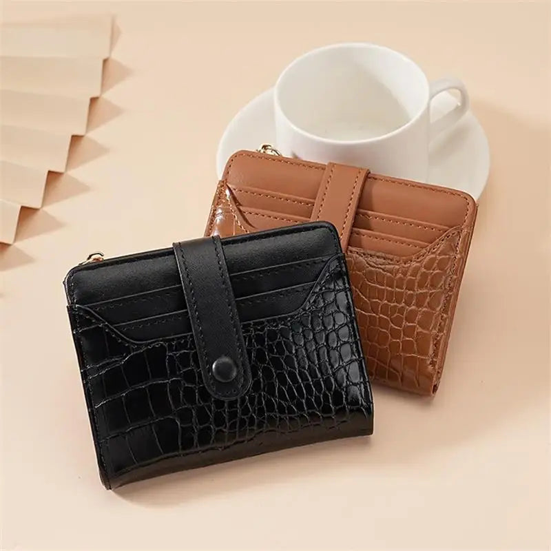 Portefeuille Compact Femme Cuir PU - Multi-Cartes avec Fermeture Éclair