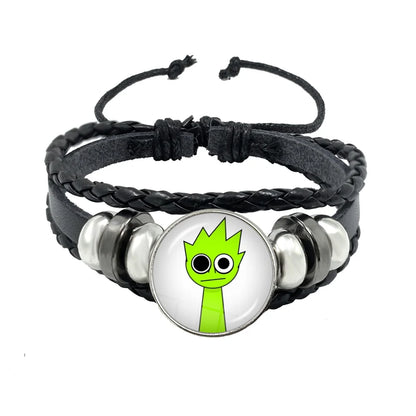 Bracelet Sprunki Incredibox Personnage Anime – Cuir Multicouche Tressé Fait Main