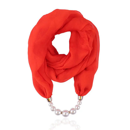 Foulard Collier Pendentif Couleur Unie Femme - Écharpe Neckerchief Bijou Hijab Accessoire