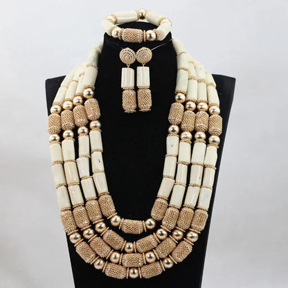 Parure Luxe Corail Nigérian 4 Couches – Ensemble Mariée Statement