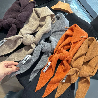 Foulard Triangle Laine 100% Femme - Écharpe Tricotée Style Britannique Multifonction Hiver