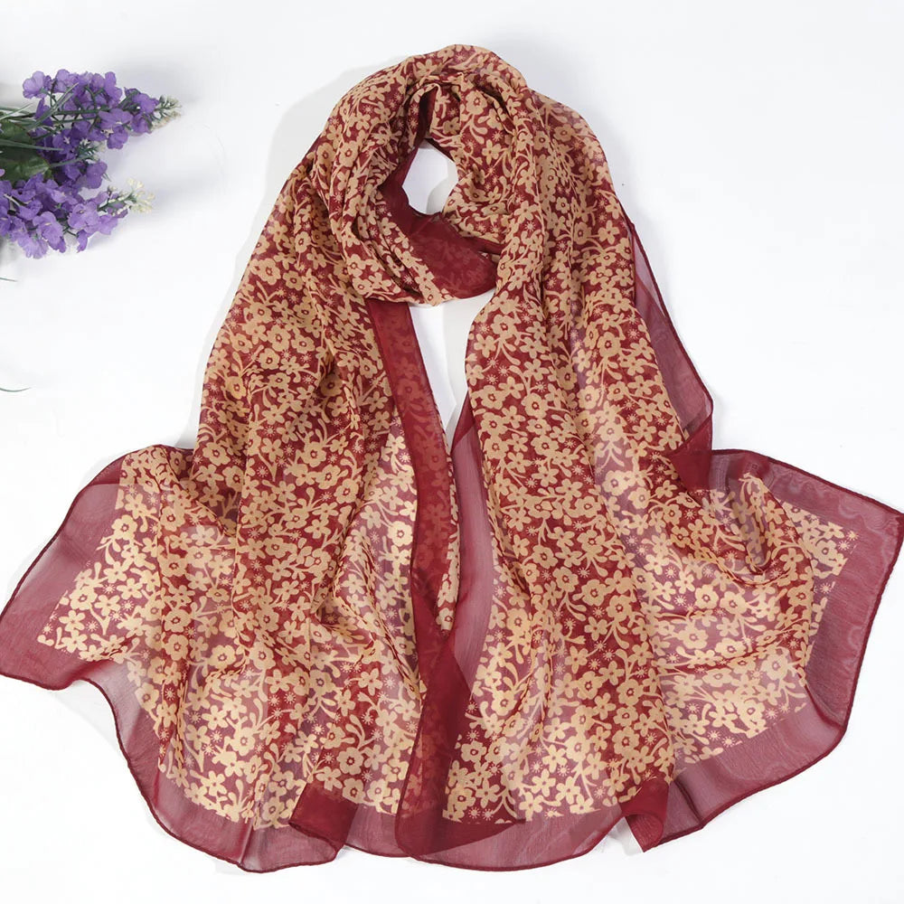 Foulard Écharpe Mousseline Petite Fleur Femme - Bandana Hijab Châle Été Protection Solaire