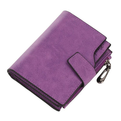 Portefeuille Femme Court Cuir PU Pliable Gris - Porte-Carte Porte-Monnaie Portable Lady Coin Purse