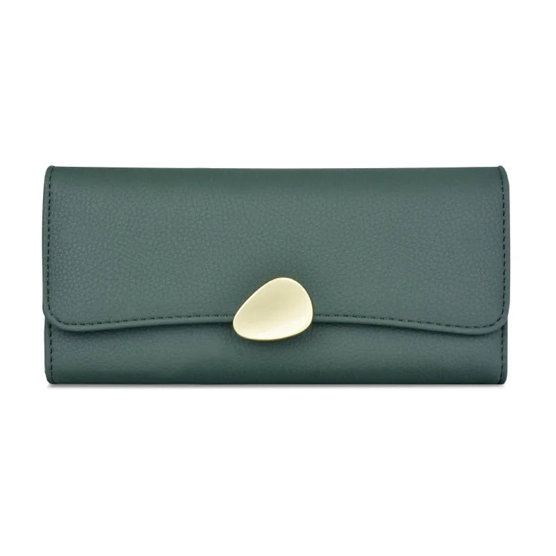 Portefeuille Femme Long Cuir Simple Fashion - Porte-Carte Crédit Porte-Chéquier Rouge Kaki Élégant