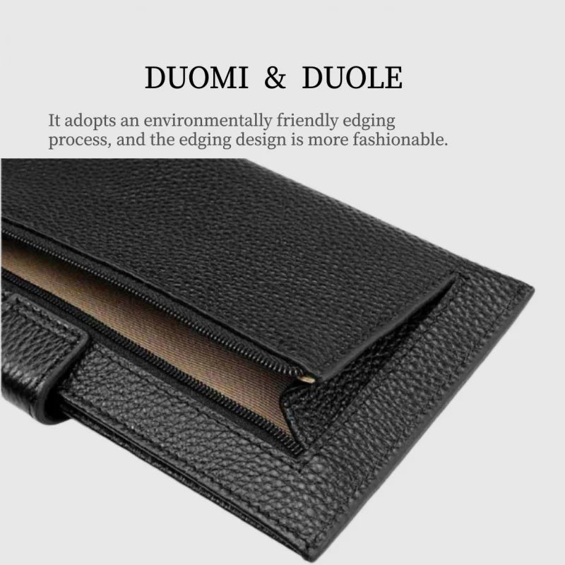 Portefeuille Femme Cuir Luxe 6 Emplacements Cartes Slim - Porte-Monnaie Zippé Détachable Externe Noir