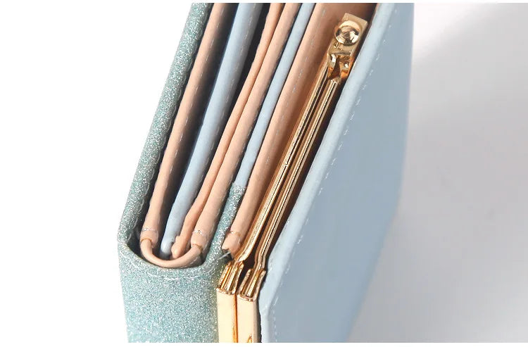 Portefeuille Femme Brillant Tri-Fold - Cartera Mujer Clutch Porte-Monnaie Simple