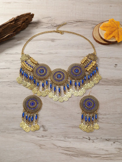 Ensemble Bijoux Bohème Gypsy Pièces Cristal – Collier Boucles Tribal