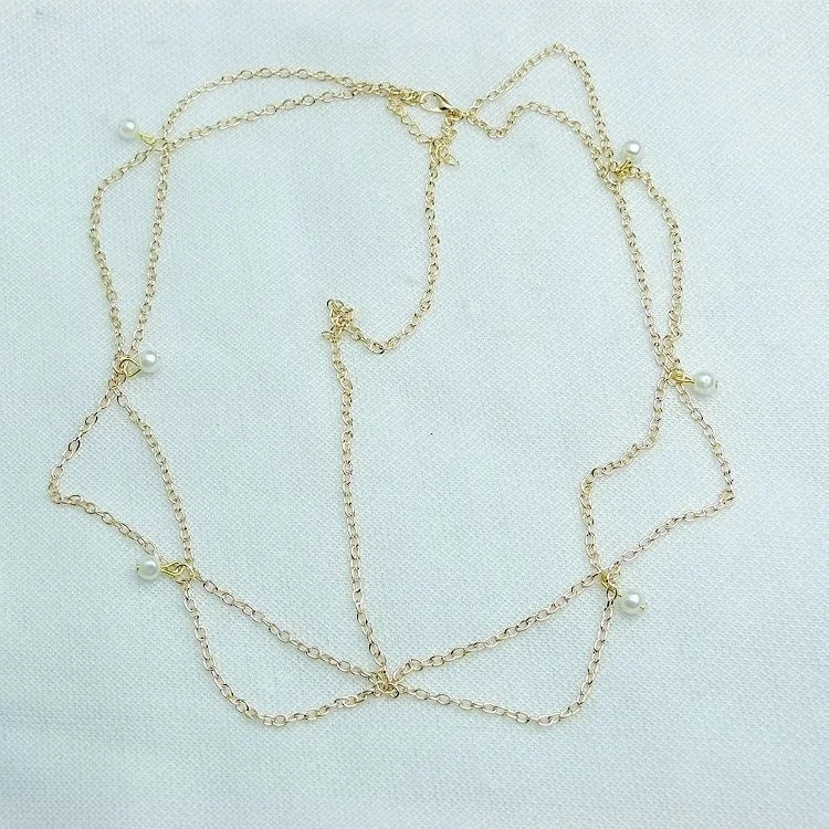 Bijou de Tête Indien Perles Mariée – Chaîne Cheveux Bohème Mariage