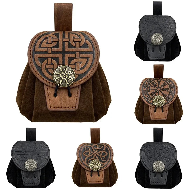 Sacoche Banane Steampunk Homme Cuir PU - Sac Ceinture Médiéval Punk Porte-Monnaie Cosplay Vintage
