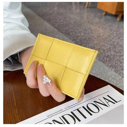 Portefeuille Femme Bifold Cuir Véritable Tissé - Petit Porte-Monnaie Zip Design