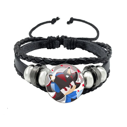 Bracelet Shadow le Hérisson Cabochon Verre – Cuir Multicouche Tressé Unisexe