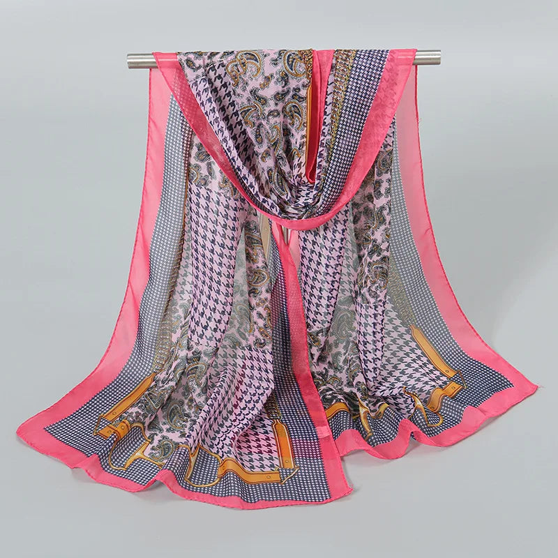 Foulard Soie Mousseline Luxe Femme - Écharpe Tête Plage Bandana Hijab Été