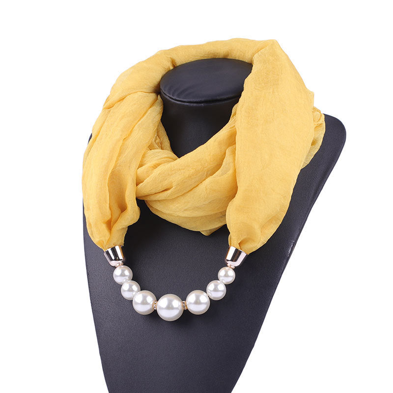 Foulard Collier Pendentif Couleur Unie Femme - Écharpe Neckerchief Bijou Hijab Accessoire