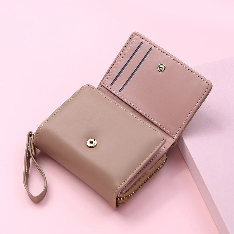 Portefeuille Femme Kawaii Mignon - Petit Porte-Monnaie Cuir Rose Designer