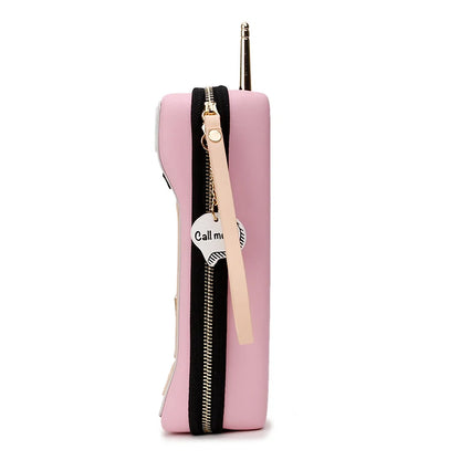 Sac à Main Femme Rétro Téléphone - Mini Pochette Soirée Cuir PU Cartoon
