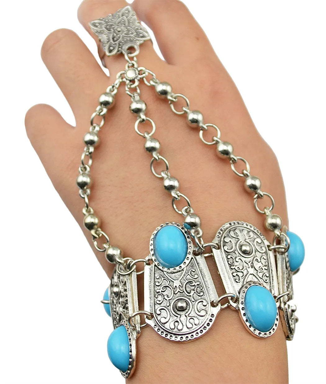 Bracelet Jonc Ethnique Tribal Turquoise - Inspiration Indienne et Africaine