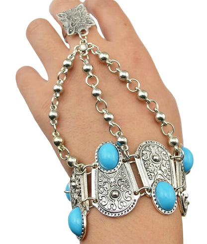 Bracelet Jonc Ethnique Tribal Turquoise - Inspiration Indienne et Africaine