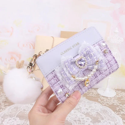 Portefeuille Femme Lolita Mignon Cuir PU - Court Porte-Cartes Monnaie Kawaii Cadeau Fille