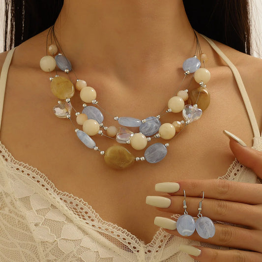 Bridal Jewelry Set with Pink Crystals and Coral Pearls - Drop Necklace and Earrings