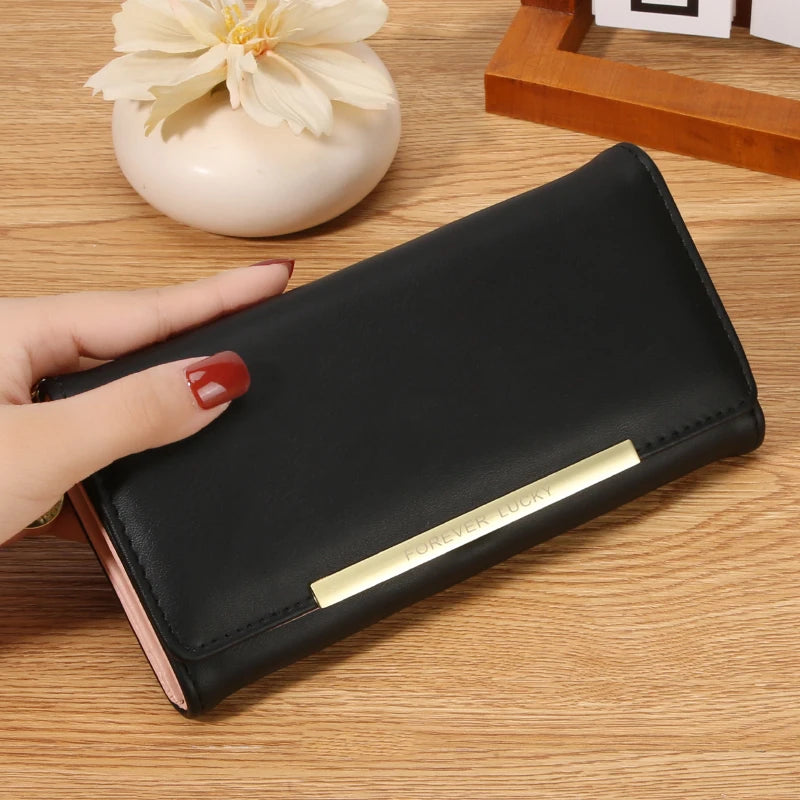 Portefeuille Femme Trifold Long Haut de Gamme - Multi-Cartes Multifonction