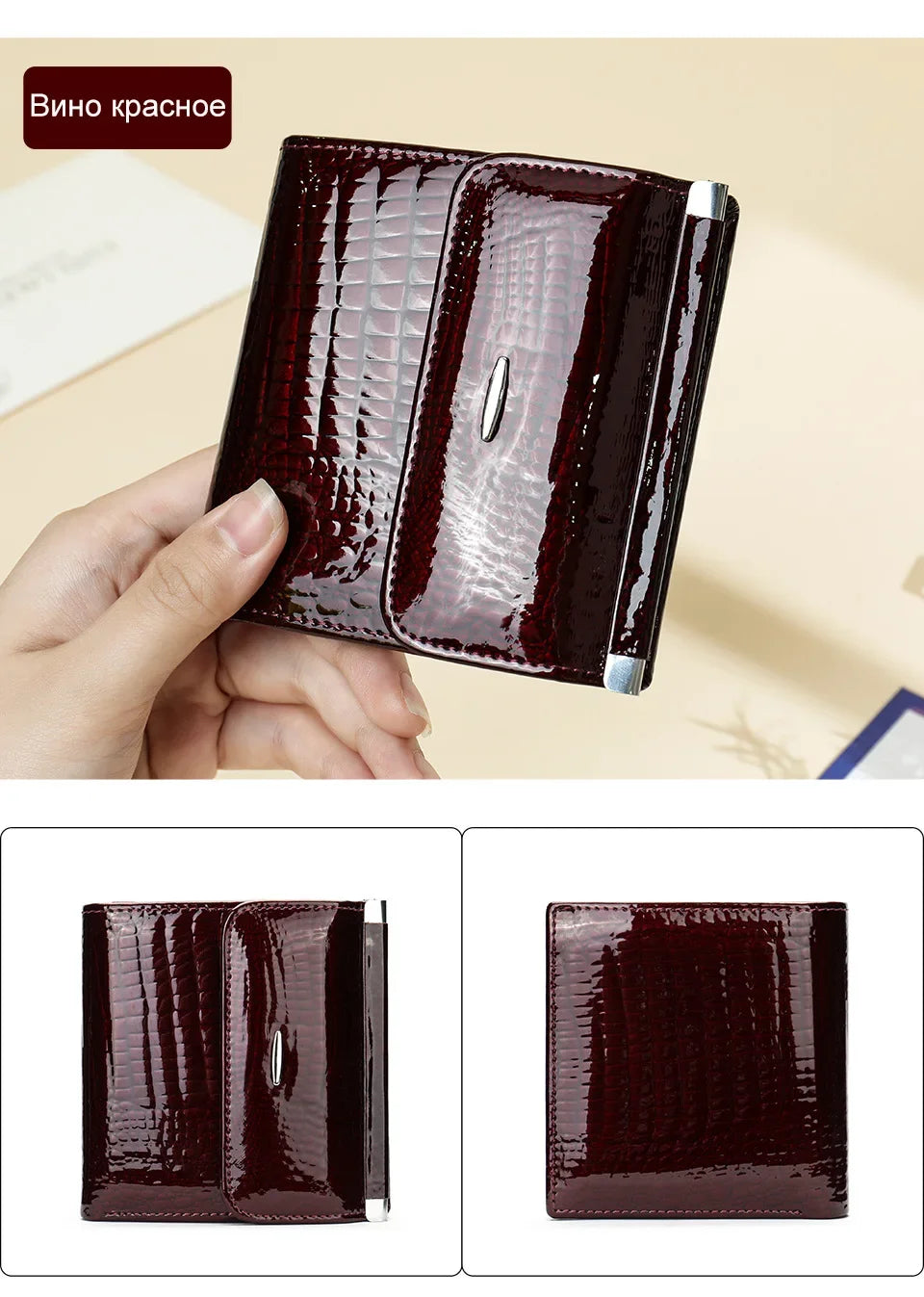 Portefeuille Femme Luxe Clip Cuir - Clutch Soirée Designer Porte-Cartes Crédit