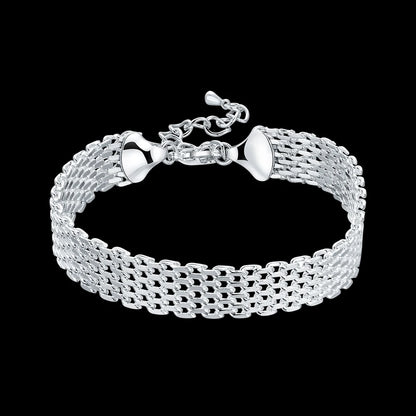 Bracelet Argent Sterling 925 Chaîne Carrée Solide - Bijou Femme Homme Unisexe Cadeau Mariage Soirée
