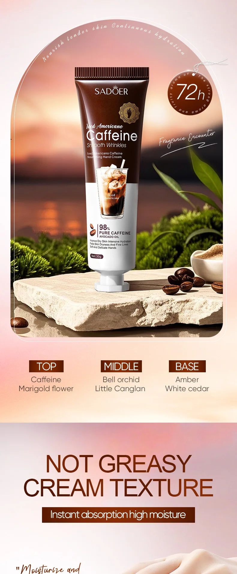 Set Crèmes Mains Café Américain Glacé - Hydratation Profonde Protection Automne Hiver Nourrissante