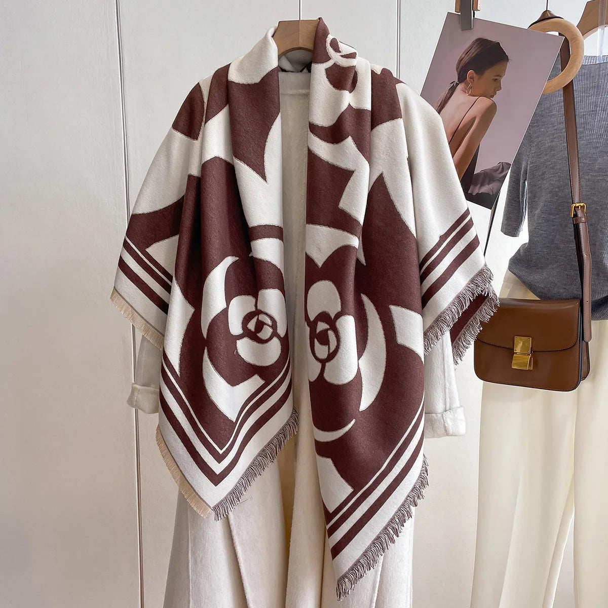 Foulard Écharpe Cachemire Imitation Femme Hiver - Châle Carré Soie Laine Chaud Mode