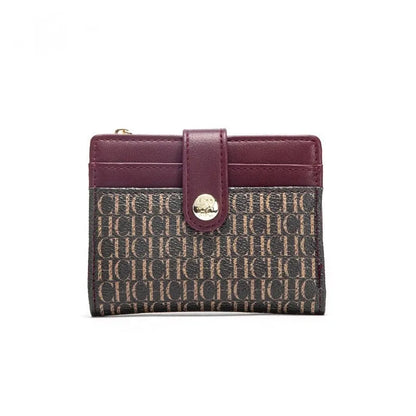 Portefeuille Femme Luxe Rétro Carré Bouton - Porte-Carte Pince Billets Compact Léger Classique