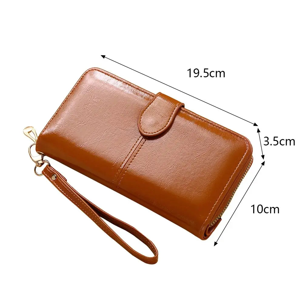 Pochette Portefeuille Femme Cuir PU Vintage - Clutch avec Dragonne et Compartiment Téléphone