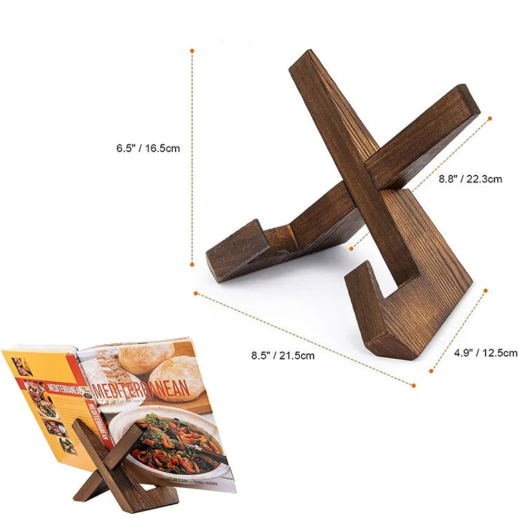 Support Livre de Recettes en Bois - Porte-Menu Cuisine & Bureau