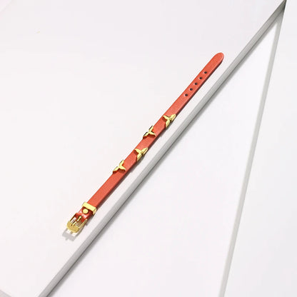 Bracelet Cuir Clous Papillon Dorés — Ajustable, Unisexe, 6 Coloris