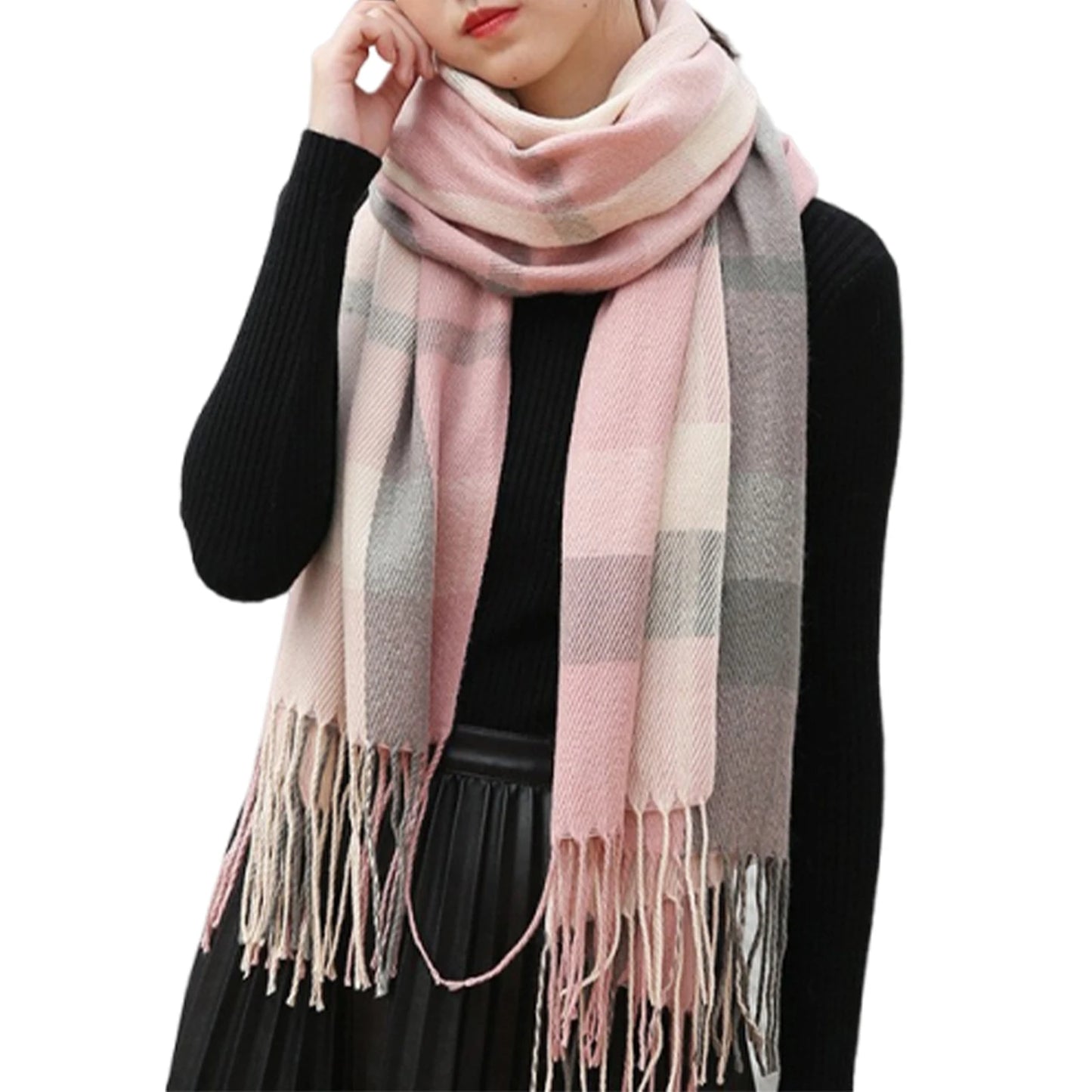 Foulard Écharpe Carreaux Femme Automne Hiver - Cachemire Châle Chaud Mi-Long