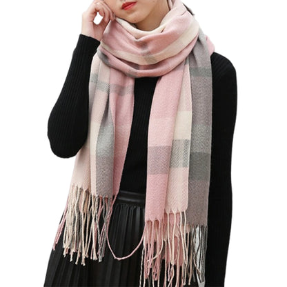 Foulard Écharpe Carreaux Femme Automne Hiver - Cachemire Châle Chaud Mi-Long