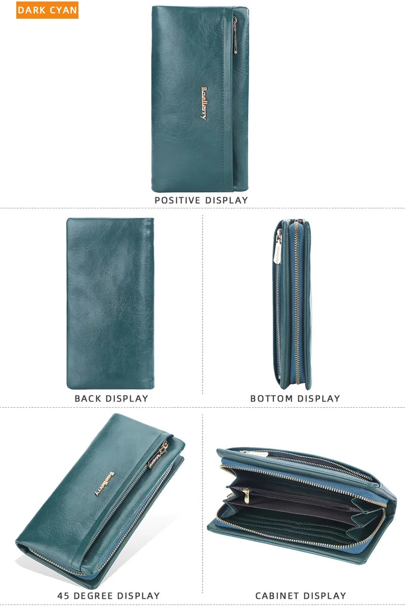 Portefeuille Femme Cuir PU Multi-Fonctions - Pochette Clutch Porte-Cartes Téléphone