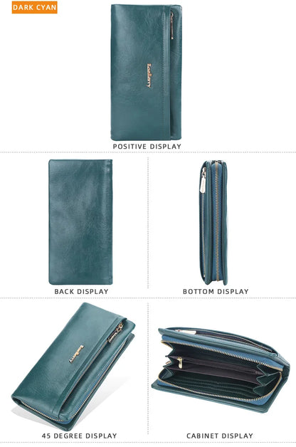 Portefeuille Femme Cuir PU Multi-Fonctions - Pochette Clutch Porte-Cartes Téléphone