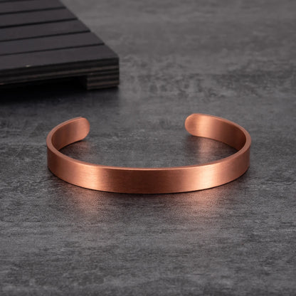 Bracelet Manchette Cuivre Pur Mat – Ouvert Ajustable 9,5mm, Unisexe