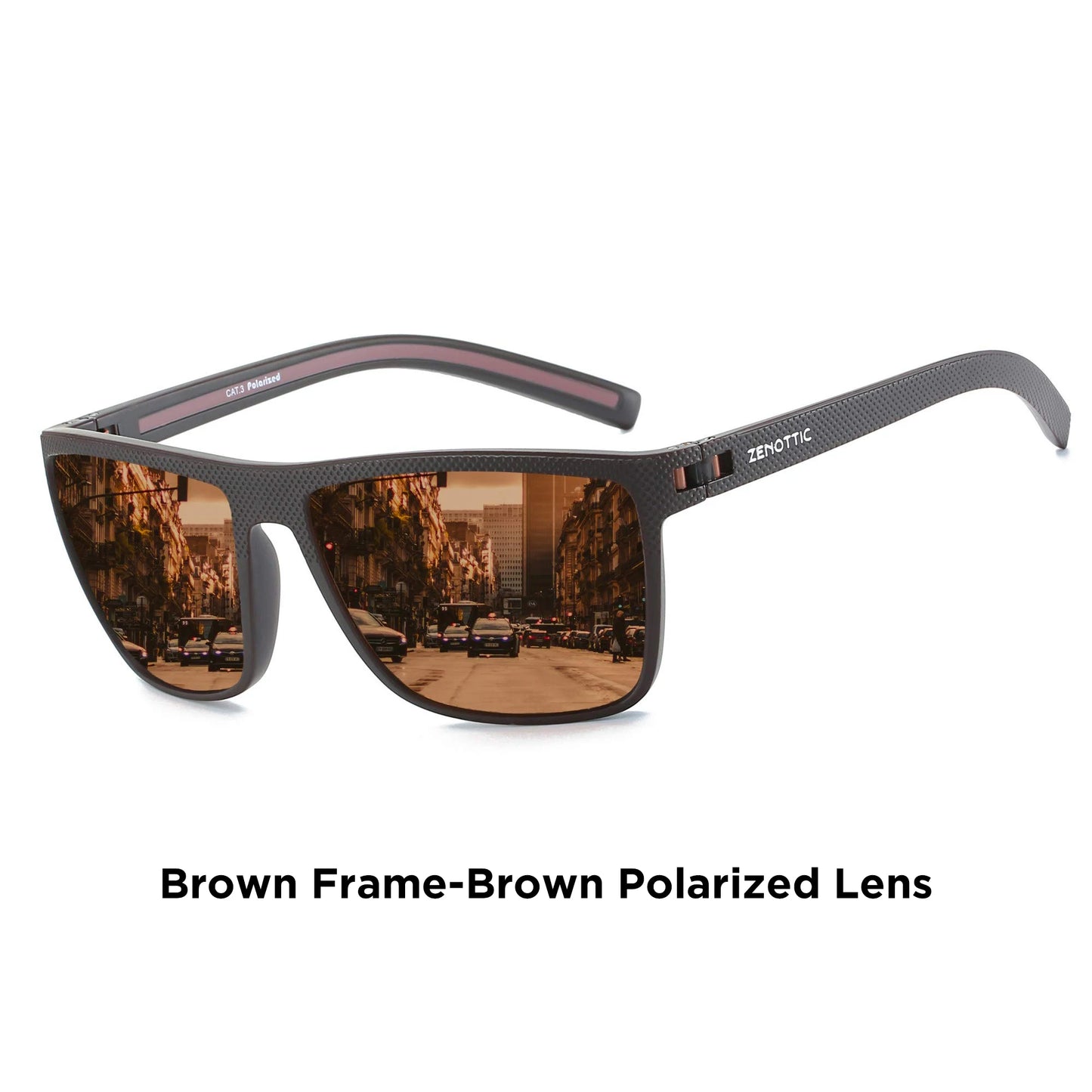 ZENOTTIC Lunettes de Soleil Polarisées Carrées — TR-90 Léger, UV400, Unisexe
