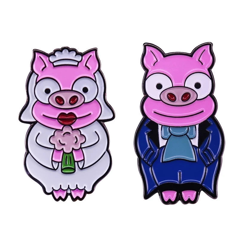 Broche Mariage Couple Émail - Pin's Mariés Romantique Accessoire Cérémonie