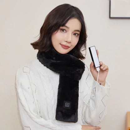 Foulard Écharpe Chauffant USB Rechargeable Femme Homme - Laine Hiver Cou Ski Kaki