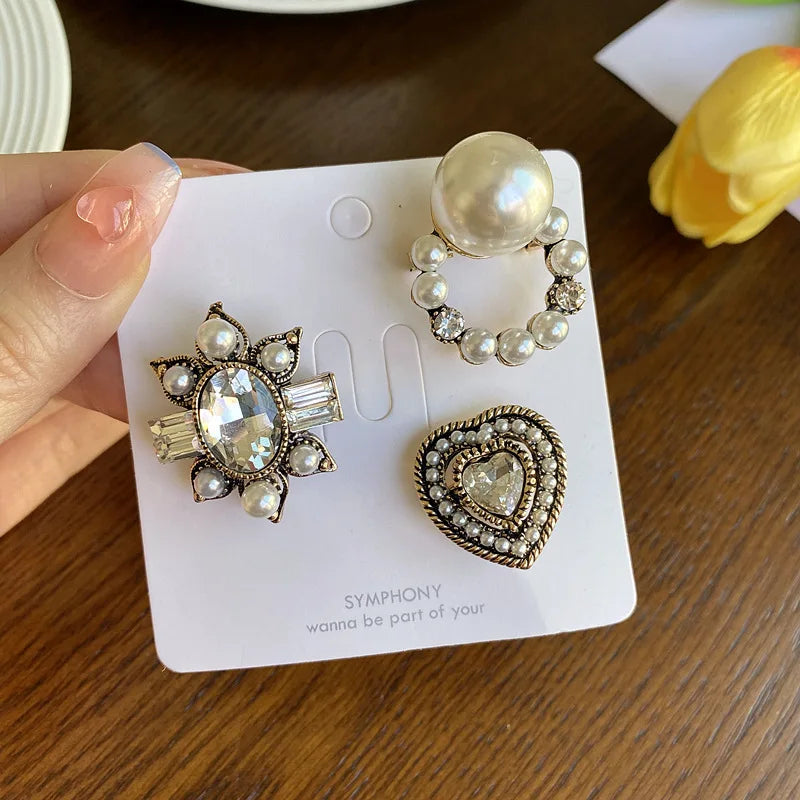 Set Broches Baroque Perles Vintage – Élégant Géométrique Unisexe