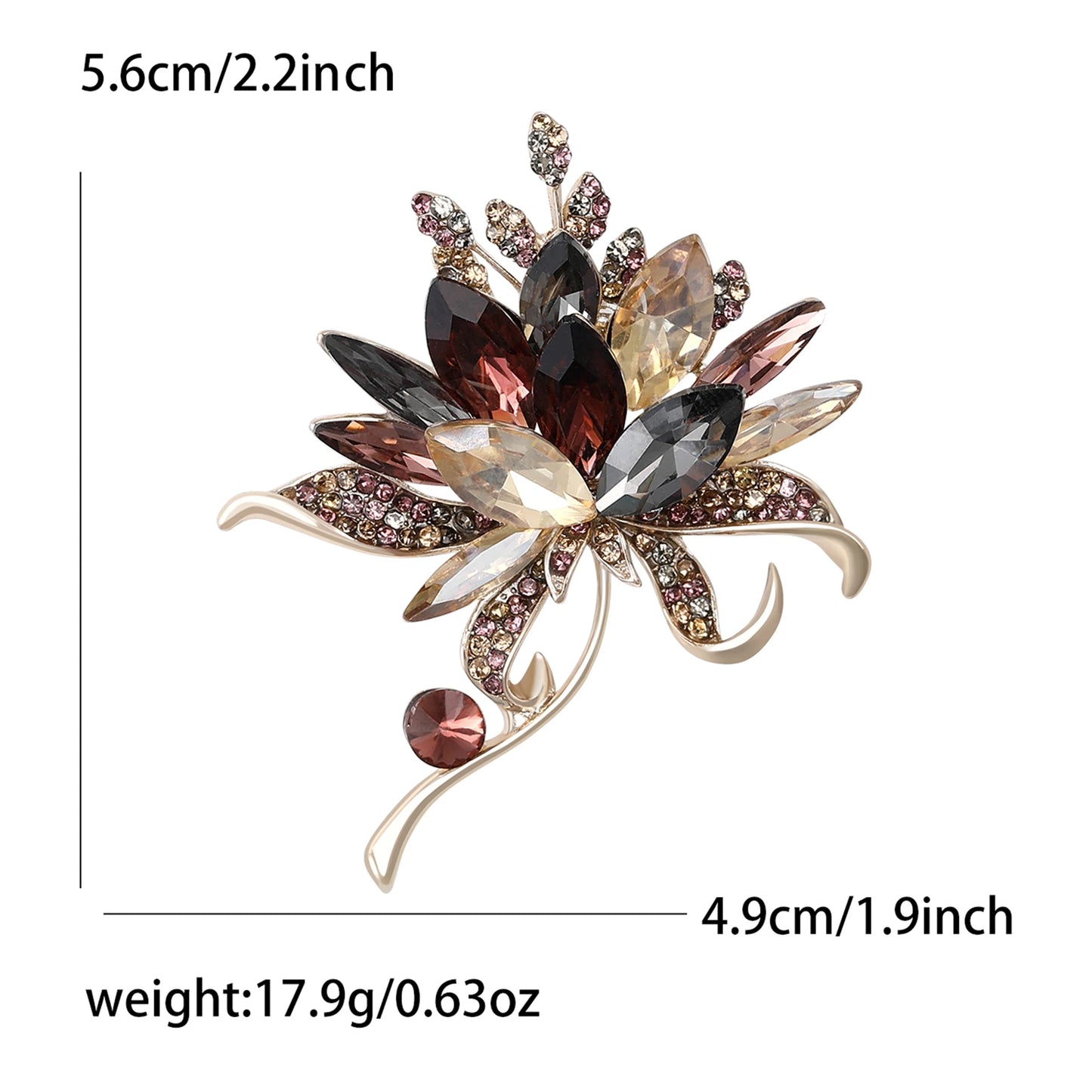 Broche Bouquet Main Cristal Verre Luxe – Pin's Fleur Casual Soirées Mariage Unisexe