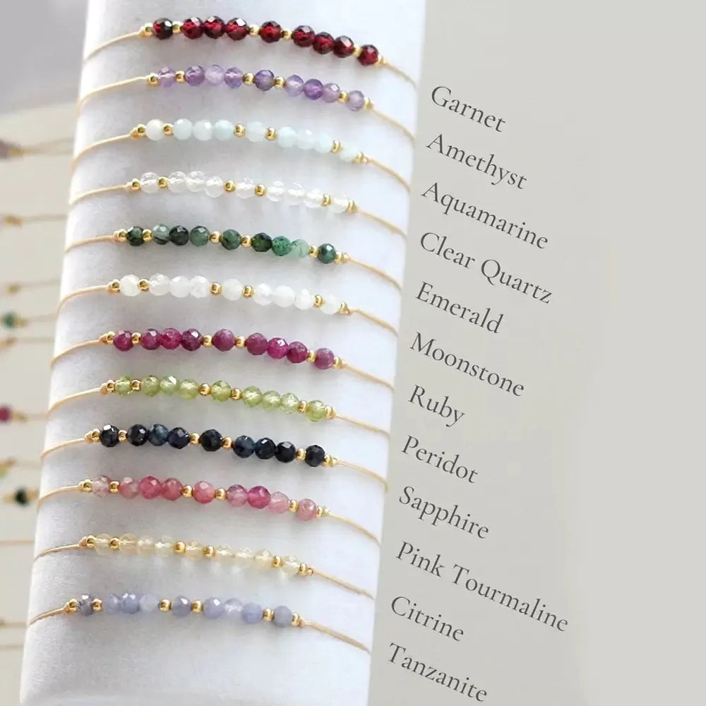 Bracelet Pierres Naturelles Ajustable – Perles 3mm Améthyste Grenat