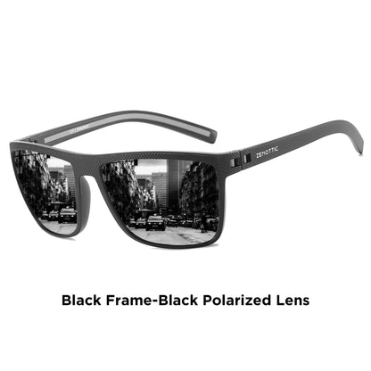 ZENOTTIC Lunettes de Soleil Polarisées Carrées — TR-90 Léger, UV400, Unisexe