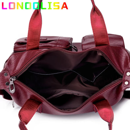 Grand Sac Tote Femme Cuir PU Vintage - Messenger Crossbody Casual Luxe