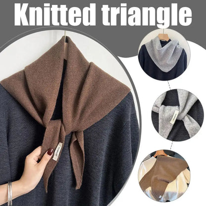 Foulard Triangle Laine 100% Niche Britannique Coréen - Écharpe Tricotée Multifonction Femme
