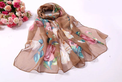 Foulard Écharpe Mousseline Georgette Rose Femme - Bandana Châle Été Protection Solaire Plage